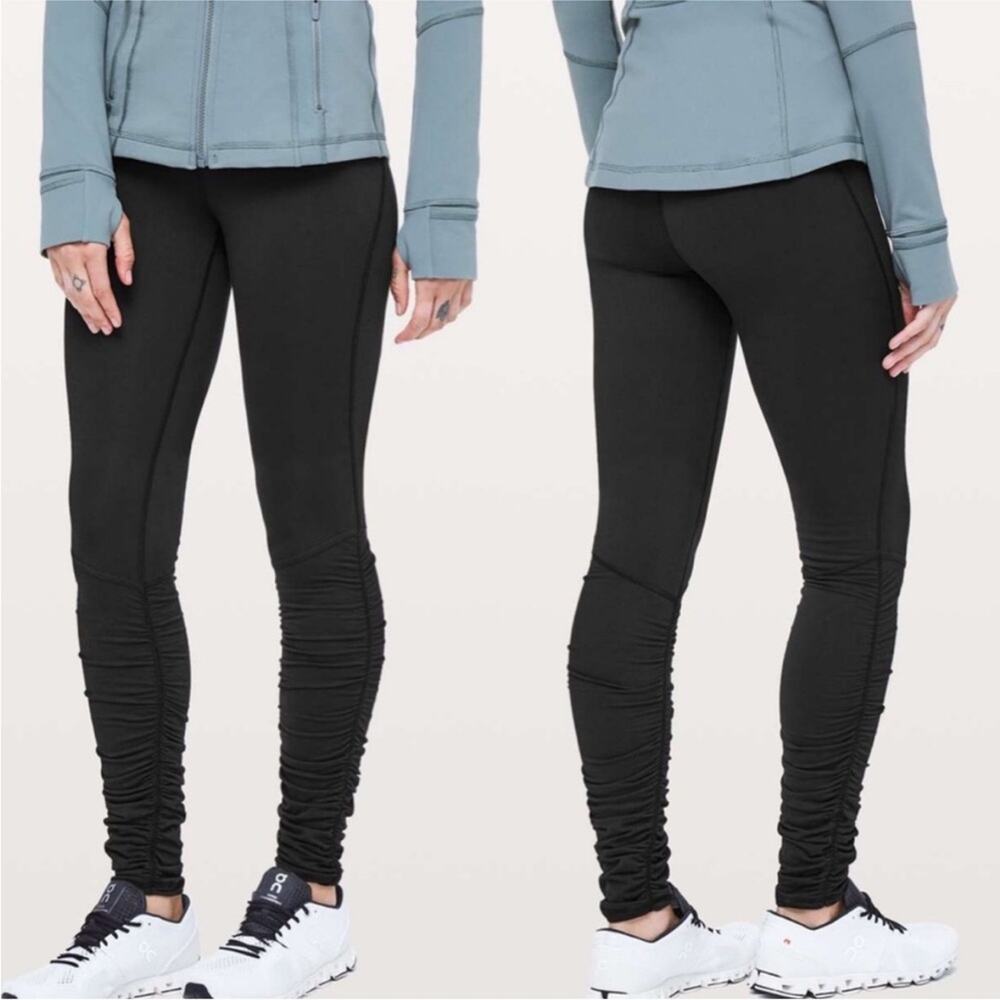 Lululemon Ready To Rulu Tight *28" Black Ruche Leggings Yoga Size 10 Gym